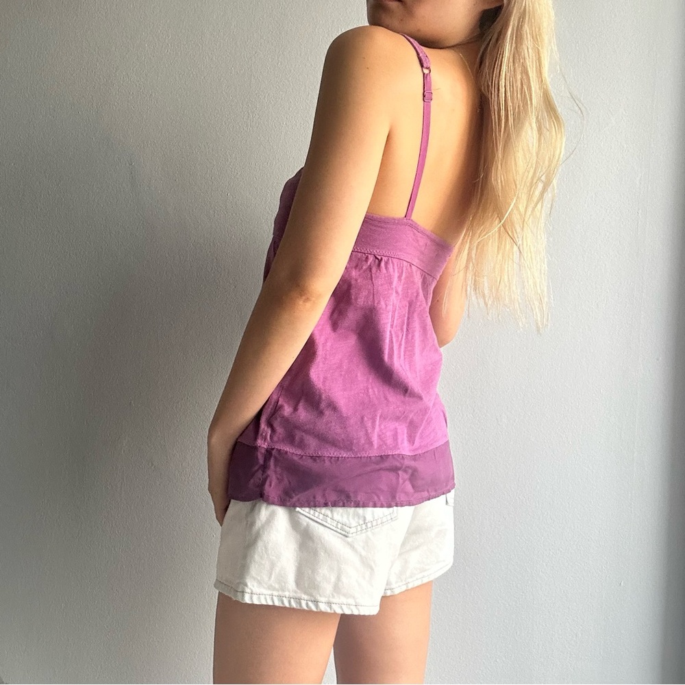 Vintage American Eagle Babydoll Silk Lace Trim Sweetheart Neckline Camis Purple - Picture 3 of 11